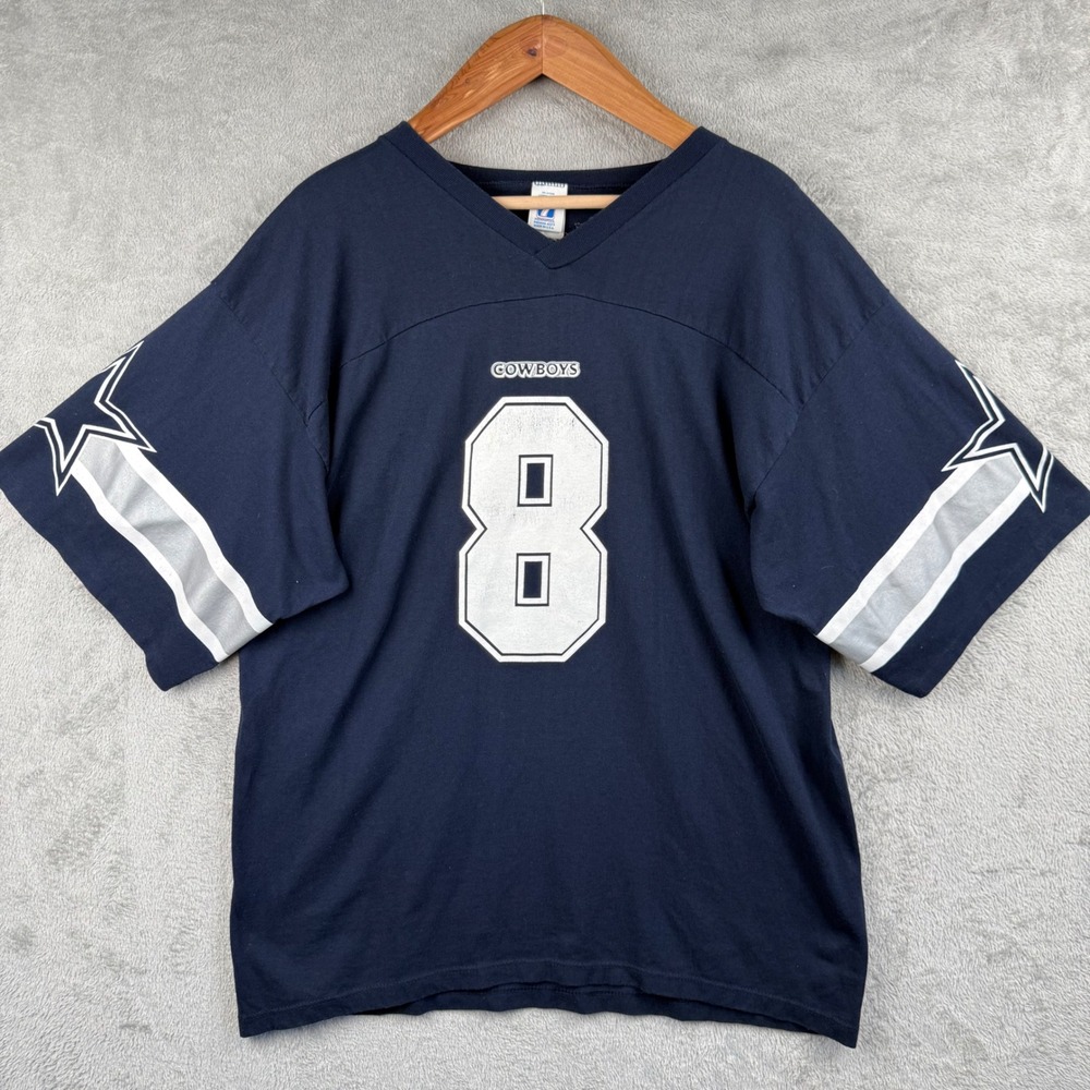 Vintage 90s Dallas Cowboys Troy Aikman #8 Jersey T-Shirt NFL Football XL Logo 7